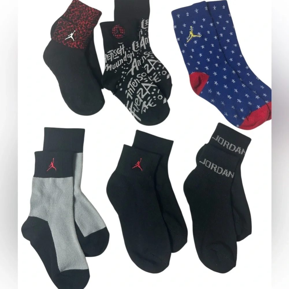 Jordan Boys Black, Gray, and Blue Athletic Socks